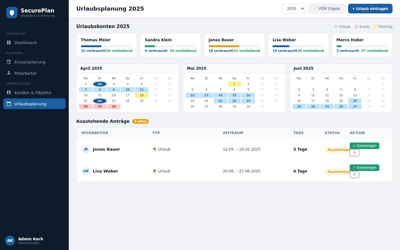 SecurePlan Urlaubsplanung