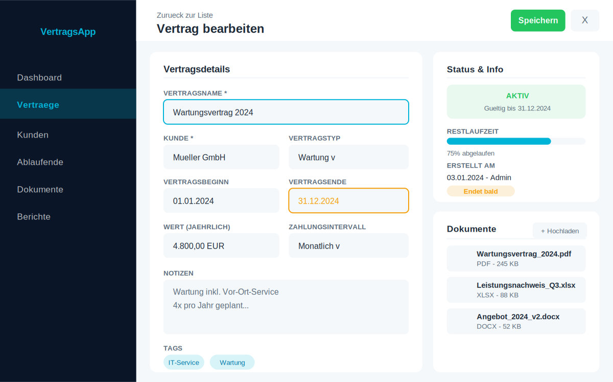 VertragsApp Vertragdetail